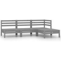 vidaXL 4 Piece Garden Lounge Set Solid Pinewood Grey, Grey