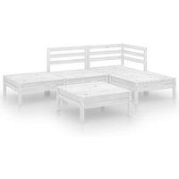 vidaXL 5 Piece Garden Lounge Set Solid Pinewood White, White