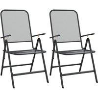 vidaXL Folding Garden Chairs 2 pcs Expanded Metal Mesh Anthracite, Grey