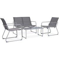 vidaXL 4 Piece Garden Lounge Set Fabric & Steel Grey, Grey