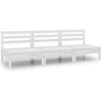 vidaXL 3 Piece Garden Lounge Set White Solid Pinewood, White