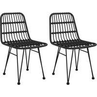 vidaXL Garden Chairs 2 pcs Black 48x62x84 cm PE Rattan, Black