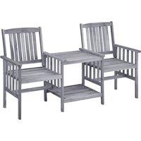 vidaXL Garden Chairs with Tea Table 159x61x92 cm Solid Acacia Wood, Brown