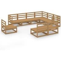 vidaXL 9 Piece Garden Lounge Set Honey Brown Solid Pinewood, Brown
