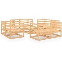 vidaXL 9 Piece Garden Lounge Set Solid Pinewood, Brown