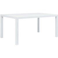 vidaXL Garden Table White 150x90x72 cm Plastic Rattan Look, White