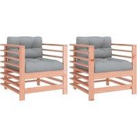 vidaXL Garden Chairs with Cushions 2 pcs Solid Wood Douglas, Brown