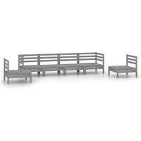 vidaXL 6 Piece Garden Lounge Set Grey Solid Pinewood, Grey