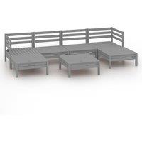 vidaXL 7 Piece Garden Lounge Set Grey Solid Wood Pine, Grey