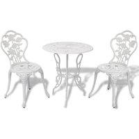 vidaXL 3 Piece Bistro Set Cast Aluminium White, White