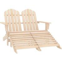 vidaXL 2-Seater Garden Adirondack Chair & Ottoman Fir Wood, Brown