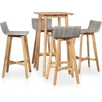 vidaXL 5 Piece Outdoor Dining Set Solid Acacia Wood, Brown