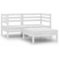 vidaXL 3 Piece Garden Lounge Set White Solid Pinewood, White