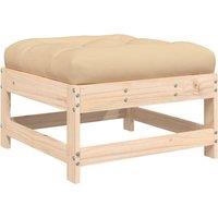 vidaXL Garden Footstool with Cushion Solid Wood Pine, Brown