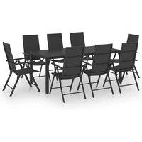 vidaXL 9 Piece Garden Dining Set Black, Black