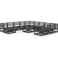 vidaXL 13 Piece Garden Lounge Set Solid Pinewood, Black