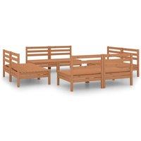 vidaXL 8 Piece Garden Lounge Set Honey Brown Solid Pinewood, Brown