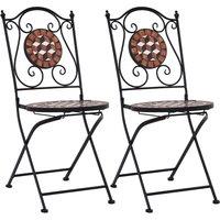 vidaXL Mosaic Bistro Chairs 2 pcs Brown Ceramic, Brown