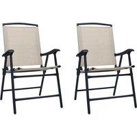 vidaXL Folding Garden Chairs 2 pcs Texilene Cream, Cream