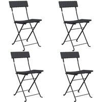 vidaXL Folding Bistro Chairs 4 pcs Black Poly Rattan and Steel, Black
