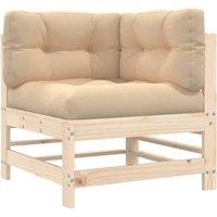 vidaXL Corner Sofa with Cushions Solid Wood Pine, Brown