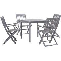 vidaXL 5 Piece Garden Dining Set Solid Acacia Wood Grey, Grey