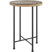 vidaXL Dining Table ?55 cm?Tempered Glass and Steel, Brown