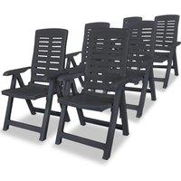 vidaXL Reclining Garden Chairs 6 pcs Plastic Anthracite, Grey