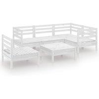 vidaXL 6 Piece Garden Lounge Set Solid Pinewood White, White