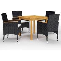 vidaXL 5 Piece Garden Dining Set with Cushions Black, Black