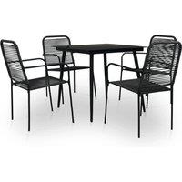 vidaXL 5 Piece Garden Dining Set Cotton Rope and Steel Black, Black