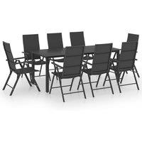 vidaXL 9 Piece Garden Dining Set Black, Black
