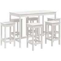 vidaXL 7 Piece Garden Bar Set White Solid Wood Pine, White