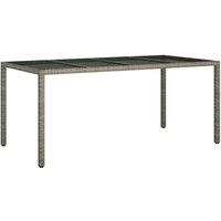 vidaXL Garden Table Grey 190x90x75 cm Tempered Glass and Poly Rattan, Grey