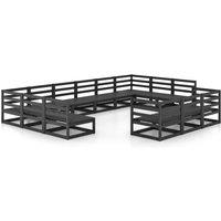 vidaXL 13 Piece Garden Lounge Set Solid Pinewood, Black