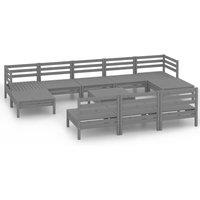 vidaXL 11 Piece Garden Lounge Set Grey Solid Wood Pine, Grey