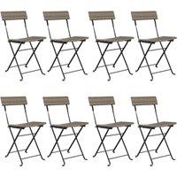 vidaXL Folding Bistro Chairs 8 pcs Grey Poly Rattan and Steel, Grey