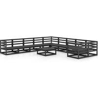 vidaXL 11 Piece Garden Lounge Set Solid Pinewood, Black