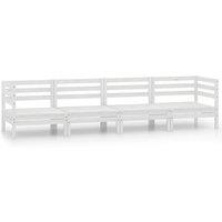vidaXL 4 Piece Garden Lounge Set White Solid Pinewood, White