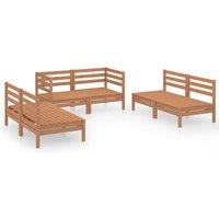 vidaXL 6 Piece Garden Lounge Set Honey Brown Solid Pinewood, Brown