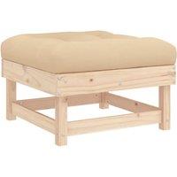 vidaXL Garden Footstool with Cushion Solid Wood Pine, Brown