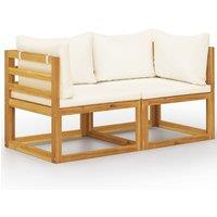 vidaXL 2-seater Garden Bench with Cream White Cushions (UK/IE/FI/NO only), Brown