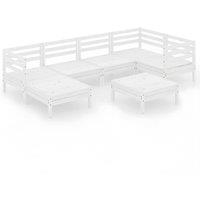 vidaXL 7 Piece Garden Lounge Set Solid Wood Pine White, White