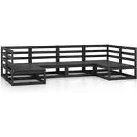 vidaXL 6 Piece Garden Lounge Set Solid Pinewood, Black