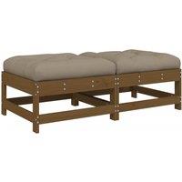 vidaXL Garden Footstools with Cushions 2pcs Honey Brown Solid Wood Pine, Brown