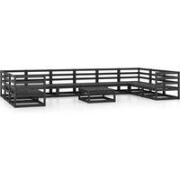vidaXL 11 Piece Garden Lounge Set Solid Pinewood, Black