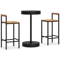 vidaXL 3 Piece Garden Bar Set Black Poly Rattan&Solid Wood Acacia, Black
