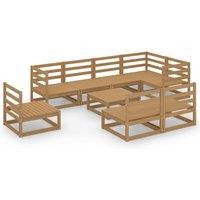 vidaXL 9 Piece Garden Lounge Set Honey Brown Solid Pinewood, Brown