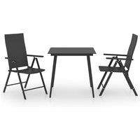 vidaXL 3 Piece Garden Dining Set Black, Black