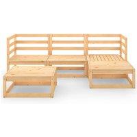 vidaXL 5 Piece Garden Lounge Set Solid Wood Pine, Brown